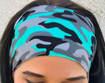 Camouflage Headband with Button Fitness Yoga Hair Band For Protective Safety WF 