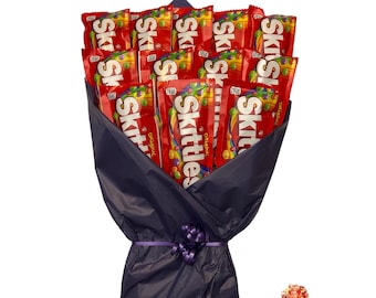 Dozen Skittles Candy Bouquet - Birthday - Graduation - Quarantine - Get Well Soon - Congratulations - Best Wishes -Thinking of You - Gift