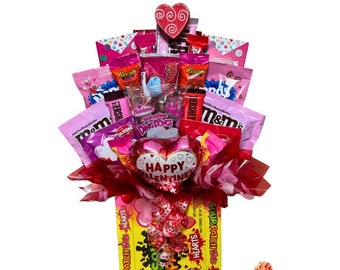 Mixed Candy Bouquet Valentines Day - Gift Box- Gift Basket - Holiday - Candy - Chocolate - I Love you - Just for You