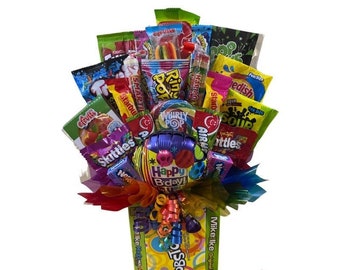 Mixed Candy Bouquet Birthday - Graduation - Quarantine - Get Well Soon - Congratulations - Best Wishes -Thinking of You - Thank You - Gift