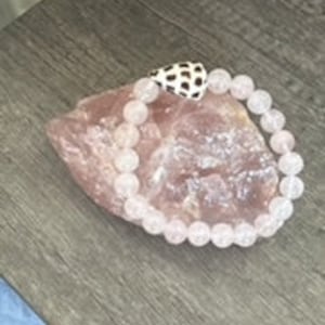 Rose Quartz Shell Bracelet, Healing Bracelet, BoHo Chic, Wedding Bracelet, Beachy Jewelry, Shel Bracelet,