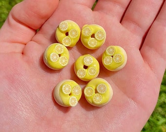 Miniature Lemon Yellow Frosted Donuts for Dollhouse Miniature Mini Kitchen Tiny Food for Doll 1/12 1/8 1/6 Sized Accessories Toys