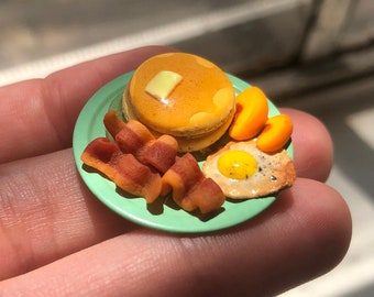1" Diam. DOLLHOUSE 1:12 Miniature Adinolfi Pancake Breakfast w/Bacon Syrup 