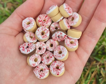 Miniature Dollhouse Peppermint Donut Toys Gifts Stocking Stuffers for Christmas Hanukkah Winter Breakfast