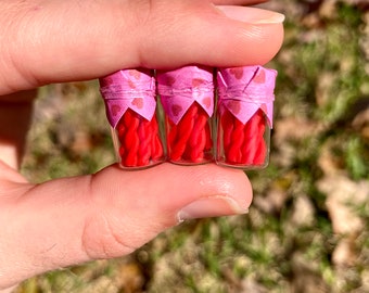 Red Licorice Candy for Valentines Day Dollhouse Miniature Food Polymer Clay Jar Candies