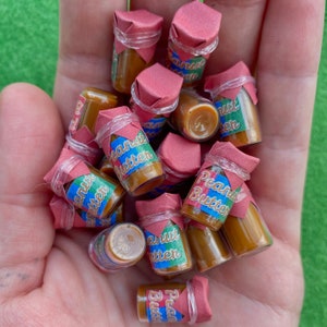 Miniature Peanut Butter for Dollhouse 3/4in tall Condiments for Sandwiches PB&J Grocery Store Doll Kitchen