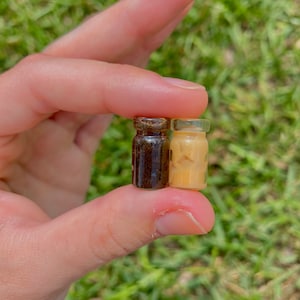Miniature Iced Coffee Jars Cups for Dollhouse Black and White Mocha Flavor Drinks Barista