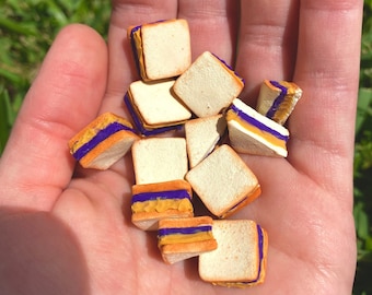 Grape Jelly and Peanut Butter Sandwiches for Dollhouse Lunch Picnic Miniature Doll Kitchen Food Accessories and Decor