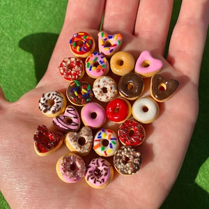 Miniature Donuts with Icing and Sprinkles for Dollhouse Donut Shop Breakfast Doughnut