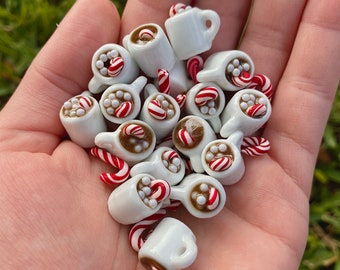 Miniature Hot Chocolate Cocoa for Dollhouse Mini Christmas Hanukkah Holiday Foods Drinks Winter Decor Coco