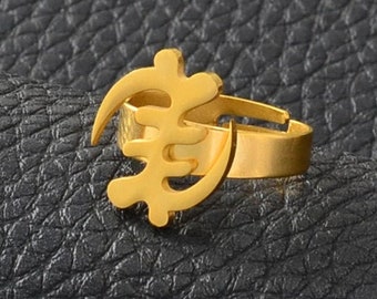Gold Adinkra Gye Nyame Ring-African Jewelry-Christmas Gift-AE26