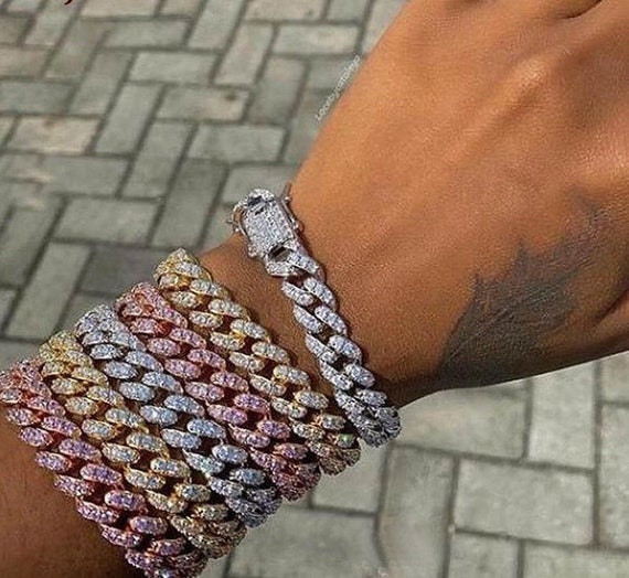 Cuban Link Bracelet-12mm pink Cuban bracelet-Rose Gold Color-Link Miami 12mm Rose Gold Cuban Bracelet-Cuban bracelet-woman jewelry-#ICN-23