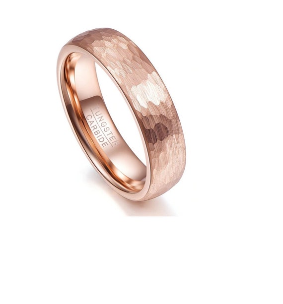 Hammered Mens Wedding Band-8mm Tungsten 8mm Men's Rings-Geometric Figure Rose Gold Wedding Engagement Band-Wedding Ring-Mems Jewelry #wd-09