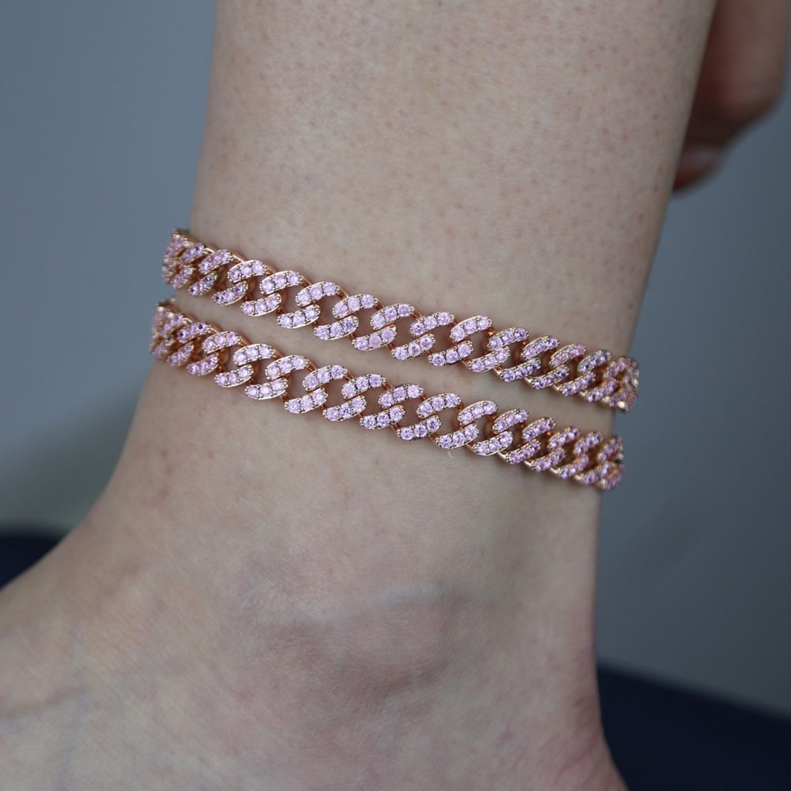 Cuban Anklet Gold Ankletdiamond Ankletcuban Anklet Etsy