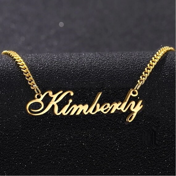 Custom Name Necklace - Custom Name Necklace with Cuban Chain - Personalized Name Necklace - Modern Name Necklace -Gift for fiancee #NN-15