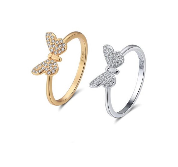 Sterling Silver Butterfly Ring-Tiny Butterfly Ring-Butterfly Stacking Ring-Delicate Butterfly Ring-Sterling Silver Ring-butterfly Ring-BF-51
