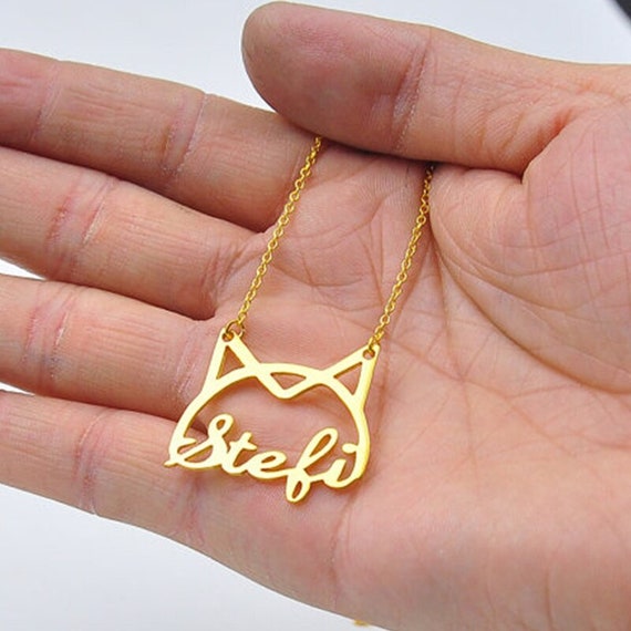 Cat Necklace-cat necklace with name-Personalized Cat Necklace-Personalized Cat Lover-Cat Jewelry-Cat Memorial Necklace Personalize NN=43