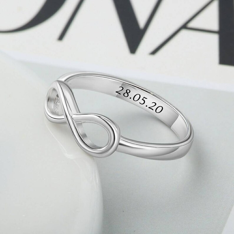 Engraved sterling silver customized infinity ring Personalized infinity Ring wedding gift customized Jewelry NR-36