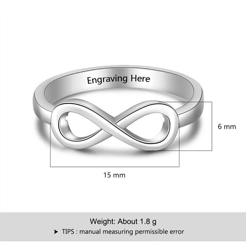 Engraved sterling silver customized infinity ring Personalized  infinity Ring wedding gift customized Jewelry NR-36