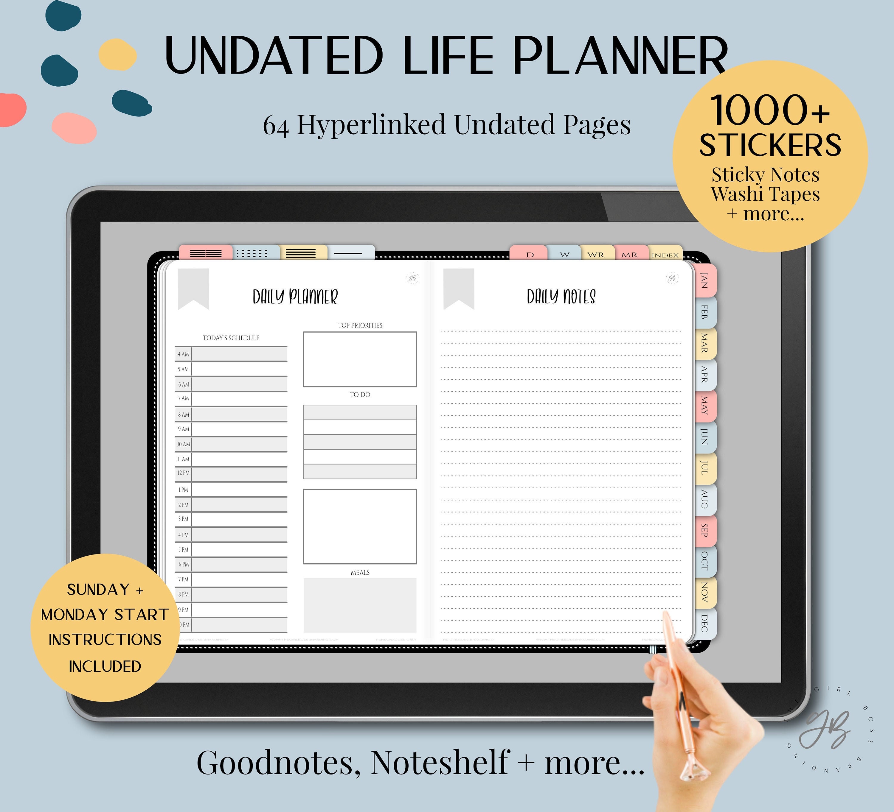 Calendars & Planners Paper & Party Supplies Digital Planner Undated