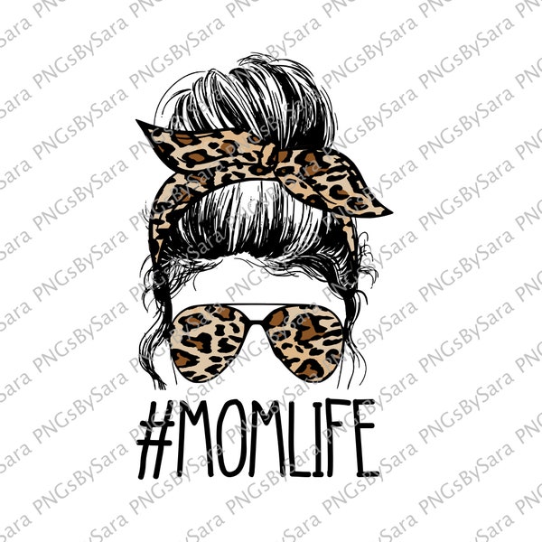 Mom Life Leopard, Hashtag MOMLIFE, PNG Image, Sublimation PNG
