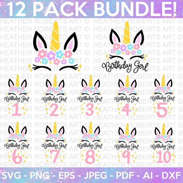 Unicorn Birthday SVG Bundle, Unicorn SVG, Birthday SVG, Birthday Girl svg, Birthday Shirt svg, Cadeau voor Verjaardag svg, Cut files for Cricut