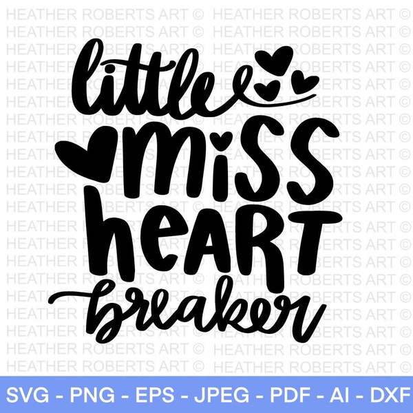 Kleine Miss Heart Breaker SVG, Valentinstag SVG, Valentinstag SVG, Valentinstag Baby Shirts SVG, Valentine Shirts svg, Cut File Cricut