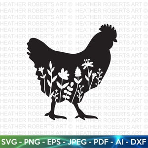 Blumen Huhn SVG, Blumen Bauernhof Tiere SVG, Huhn SVG, Bauernhaus SVG, Bauernhaus Zeichen, Bauernhaus Dekor svg, Farmleben, Cut File Cricut
