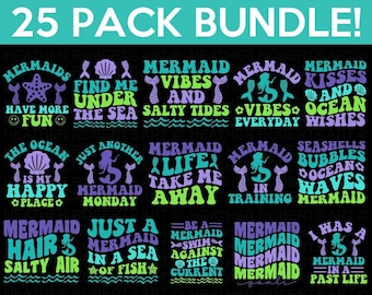 Mermaid SVG Bundle, Magical SVG Bundle, Mermaid SVG, Mermaid Quotes Svg, Ocean Svg, Mermaid Tail Svg, Clam Shell Svg, Cut File Cricut