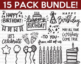 Birthday Doodle SVG Bundle, Birthday SVG, Birthday Girl SVG, Geburtstagsshirt SVG, Geburtstagsgeschenk Svg, Handgeschriebenes Design, Plotterdatei für Cricut