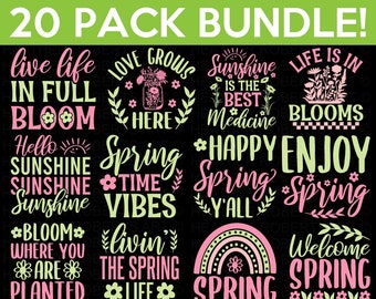 Spring Svg Bundle. Spring Designs SVG Bundle, Spring Flowers Svg, Spring Vibes Svg, Spring Quotes Svg, Flower Svg,Cut File Cricut,Silhouette