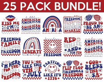 Retro 4th of July SVG Bundle, July 4th svg, Fourth of July svg, America svg, USA Flag svg, Independence Day SVG, Cut File Cricut, Silhouette