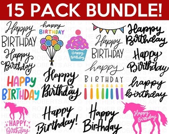 Happy Birthday SVG Bundle, Birthday SVG, Birthday Girl svg,Birthday Shirt SVG, Birthday Gift Svg,Hand-lettered Design,Cut files for Cricut