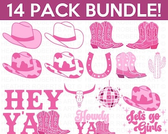 Cowgirl SVG Bundle, Cowgirl Boots Svg, Cowgirl Hat Svg, Let's Go Girls Svg, Disco Cowgirl Svg, Cow Skull Svg, Western Svg, Horshshoe Svg