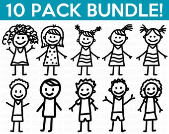 Paquete SVG de figuras de palitos, SVG de personas de palitos, SVG de figuras de palitos, SVG de niños de palitos, SVG de niñas de palitos, SVG de niños de palitos, Archivos de corte para Cricut, Silueta