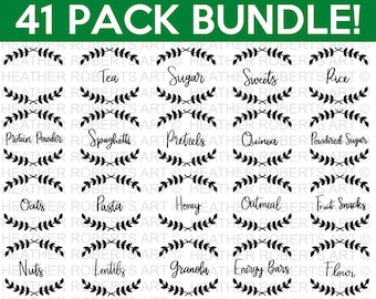 Pacchetto etichette dispensa SVG, etichette contenitore SVG, barattoli SVG, etichette ingredienti da forno SVG, cipria SVG, moderno minimalista SVG, file di taglio per Cricut
