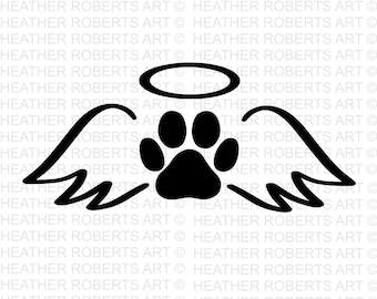 Dog Angel Wings SVG, Dog Svg, Paw Svg, Dog Lover Svg, Angel SVG, Dog Angel Halo SVG, Angel Clipart svg, Cut file for Cricut, Silhouette
