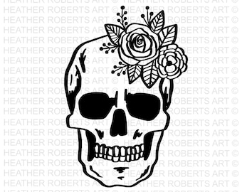 Floral Skull SVG: Halloween Skeleton Cut File (Digital Download)