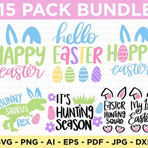 Ostern SVG Bundle, Frohe Ostern SVG, Osterhase SVG, Ostern Jagdstaffel SVG, Ostern Shirts, Ostern für Kinder, Schnittdatei Cricut, Silhouette Bild 1