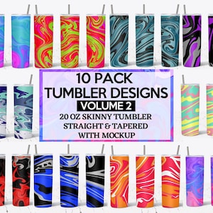 20 Oz Skinny Tumbler Sublimation Wraps Bundle, Volume 2, Marbling Designs PNG Bundle, Marble Patterns, Straight, Tapered, Sublimation PNG