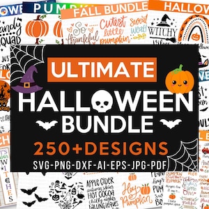 ULTIMATE HALLOWEEN BUNDLE, plus de 250 modèles, Heather Roberts Art Bundle, Halloween svg, svg automne, Thanksgiving svg, couper des fichiers Cricut, Silhouette
