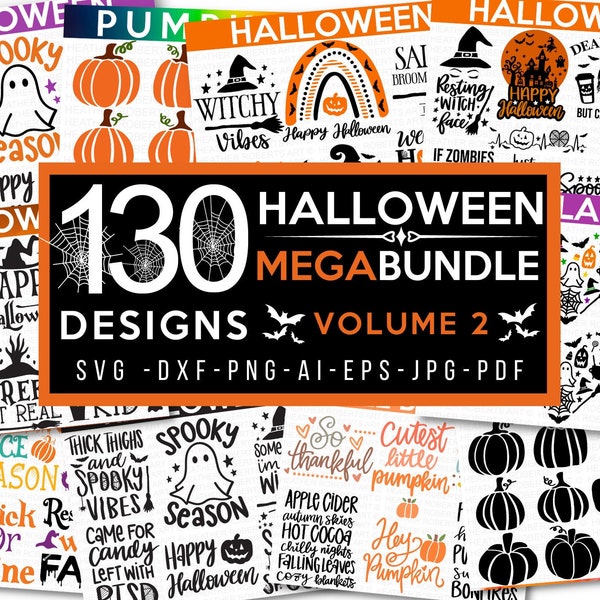 MEGA HALLOWEEN BUNDLE 2, 130 Designs, Heather Roberts Art Bundle, Halloween svg, Fall svg, Thanksgiving svg, Cut Files Cricut, Silhouette