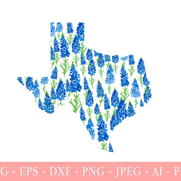 Texas Bluebonnets SVG, Bluebonnets SVG, Bluebonnets Clipart, bluebonnets download, Painting, Png, Eps, Dxf, Cut file for Cricut, Silhouette