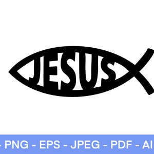 Jésus poisson symbole SVG, svg Ichthus, chrétien SVG, foi Svg, écritures saintes, verset de la Bible, couper fichier Cricut, religieux SVG, Dieu, foi svg png