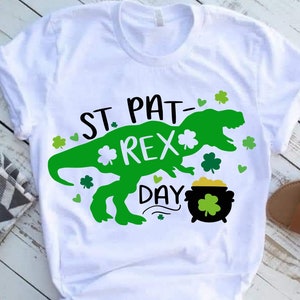 St. Patrick&#39;s Rex SVG, St. Pat-Rex Day SVG, Lucky Dinosaur SVG, Lucky T-Rex svg, Dinosaur svg, St. Patrick&#39;s Day svg, Cut File for Cricut