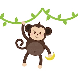 Monkey Single Clipart - JPEG PNG, cute monkey clip art, little monkey, forest, jungle - personal use, commercial use, instant download