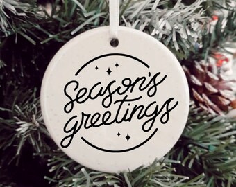 Seasons Greetings Ornament SVG: Christmas Sign Cut File (Digital Download)