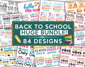 Back to School SVG Bundle: 80+ Grade Level Designs (digital