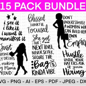 Boss Babe SVG Bundle, Boss Lady, schwarzes Mädchen Magie svg, Geschäftsfrau SVG, Frauen Empowerment, Frauen Power, motivierend, Cut File Cricut