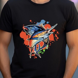 Yellowfin Tuna and Blue Marlin Sublimation PNG, Fishing Fisherman Sublimation PNG, Saltwater Fishing PNG, Tuna png, Marlin png, Fish clipart